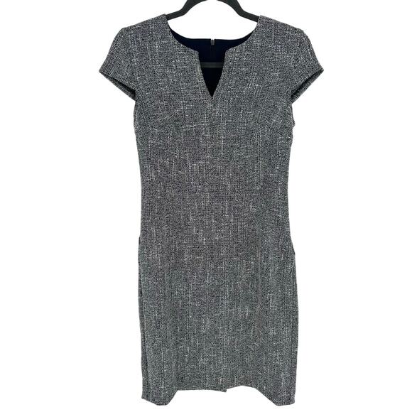 Banana Republic Navy Blue White Dress V-Neck Short Sleeve Textured Cocktail 2P - Picture 1 of 7